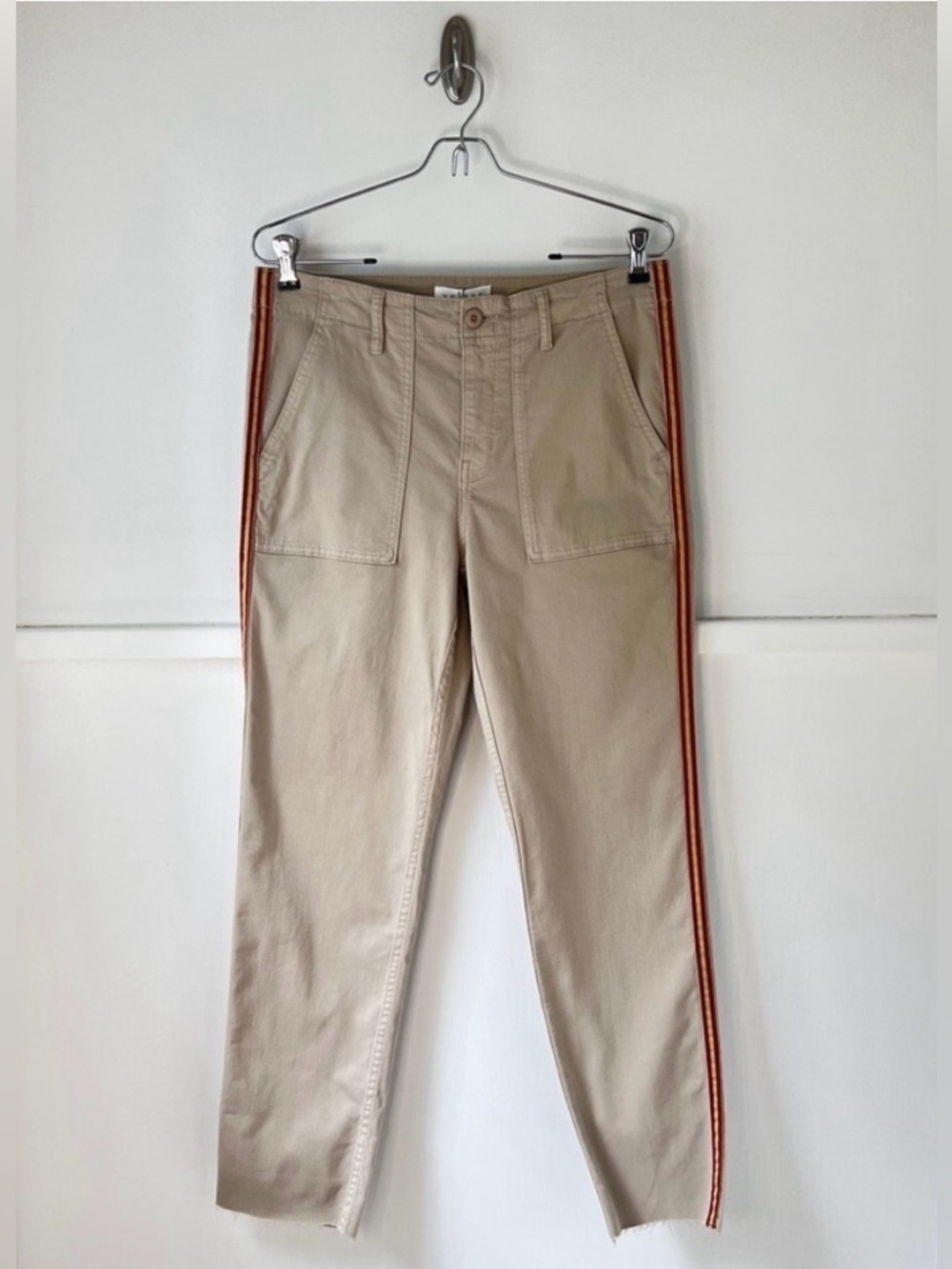Anthropologie Velvet by Graham & Spencer Khaki Side Stripe Pant NWT